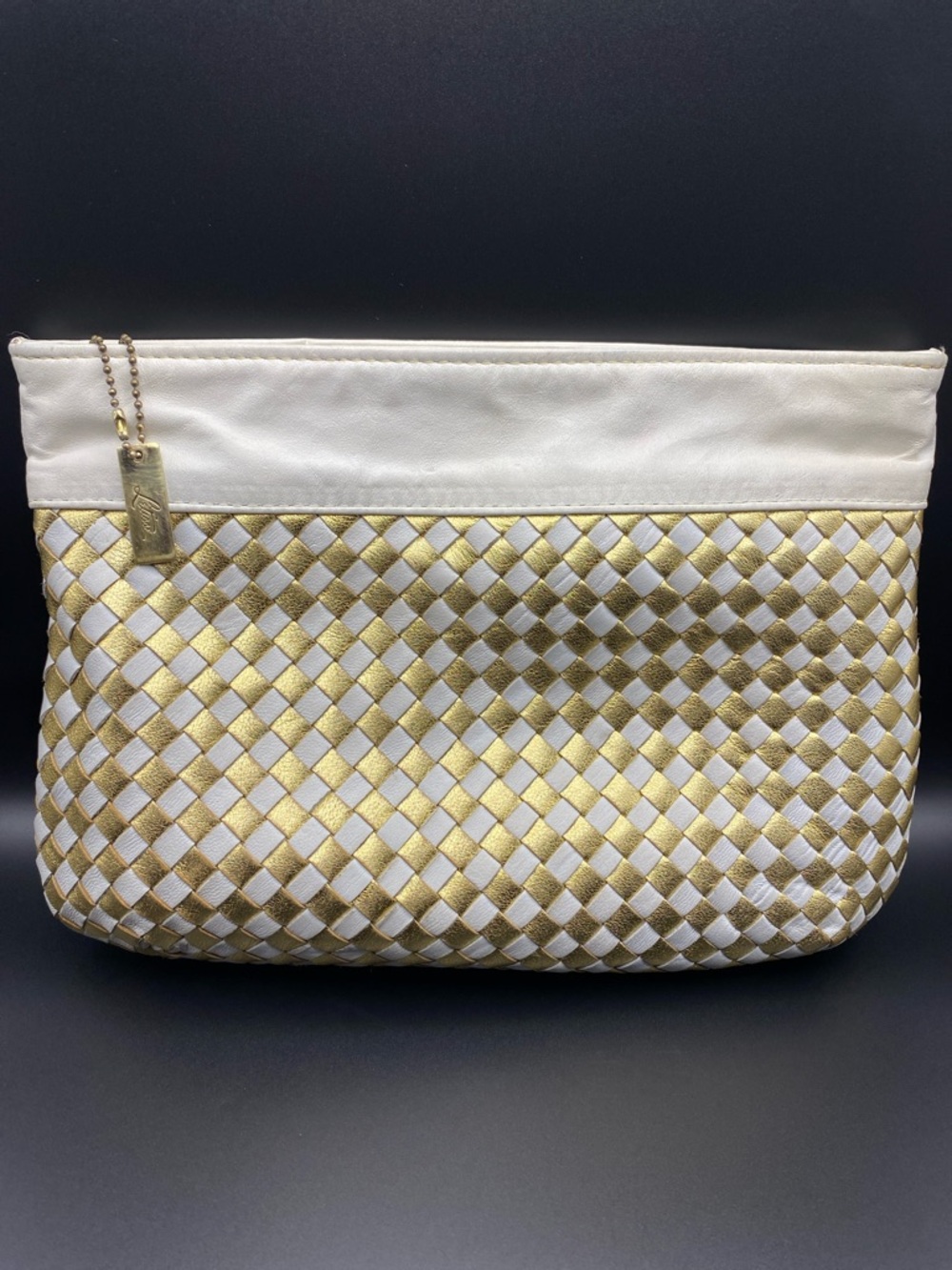 Vintage 80’s Gold and Ivory Leather Letisse Clutch